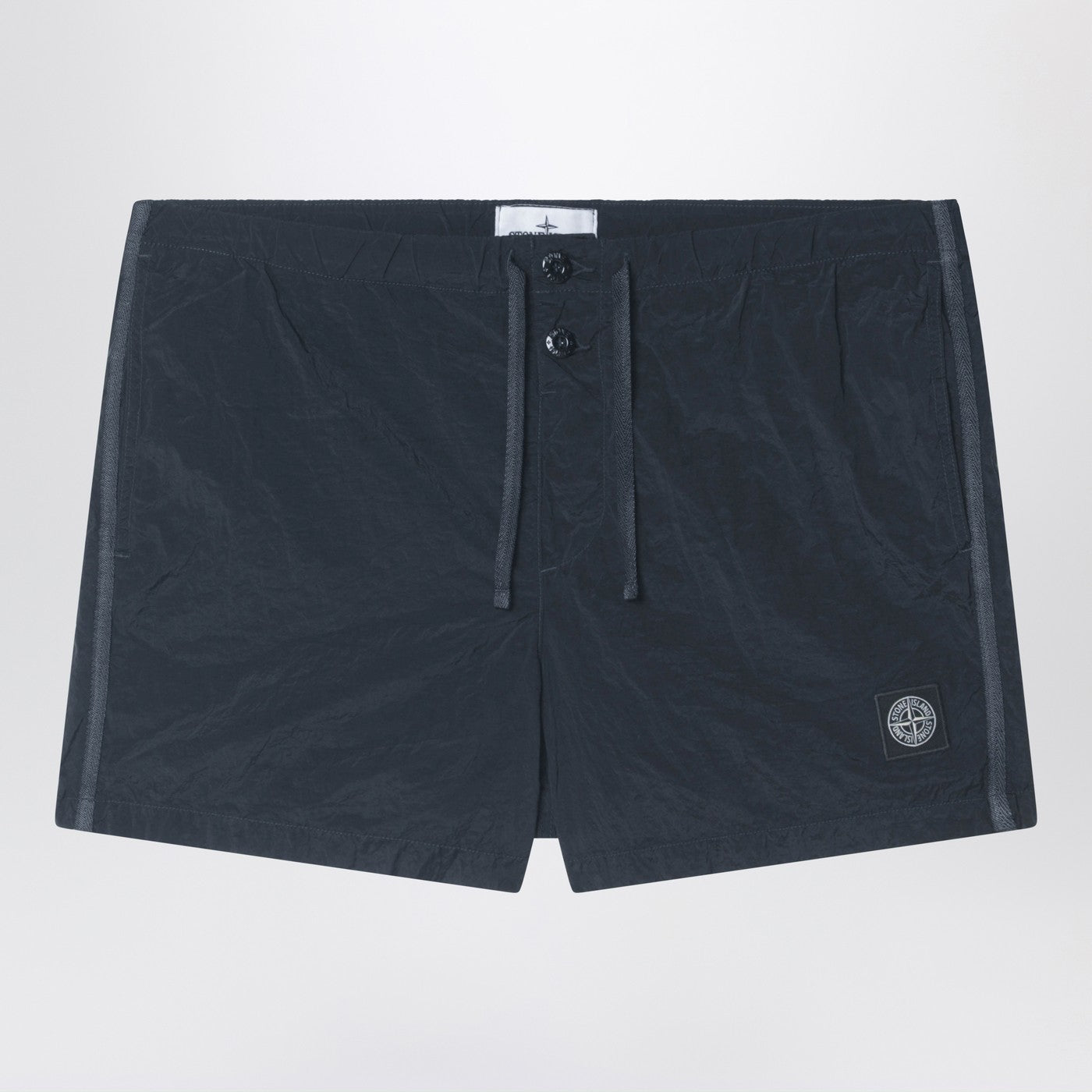 Navy blue nylon swim shorts