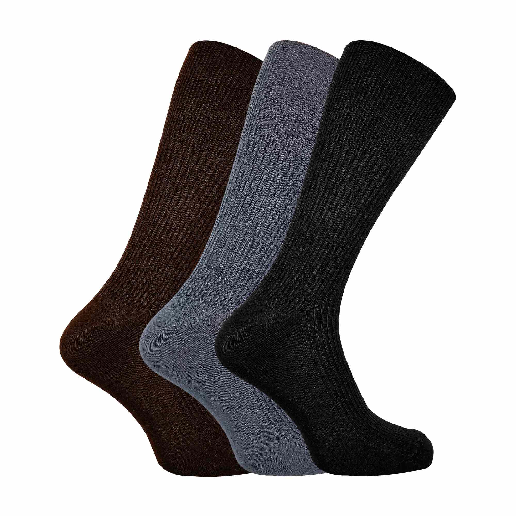 Pack Mens Ribbed Non Elastic Cashmere Dress Socks with Loose Top