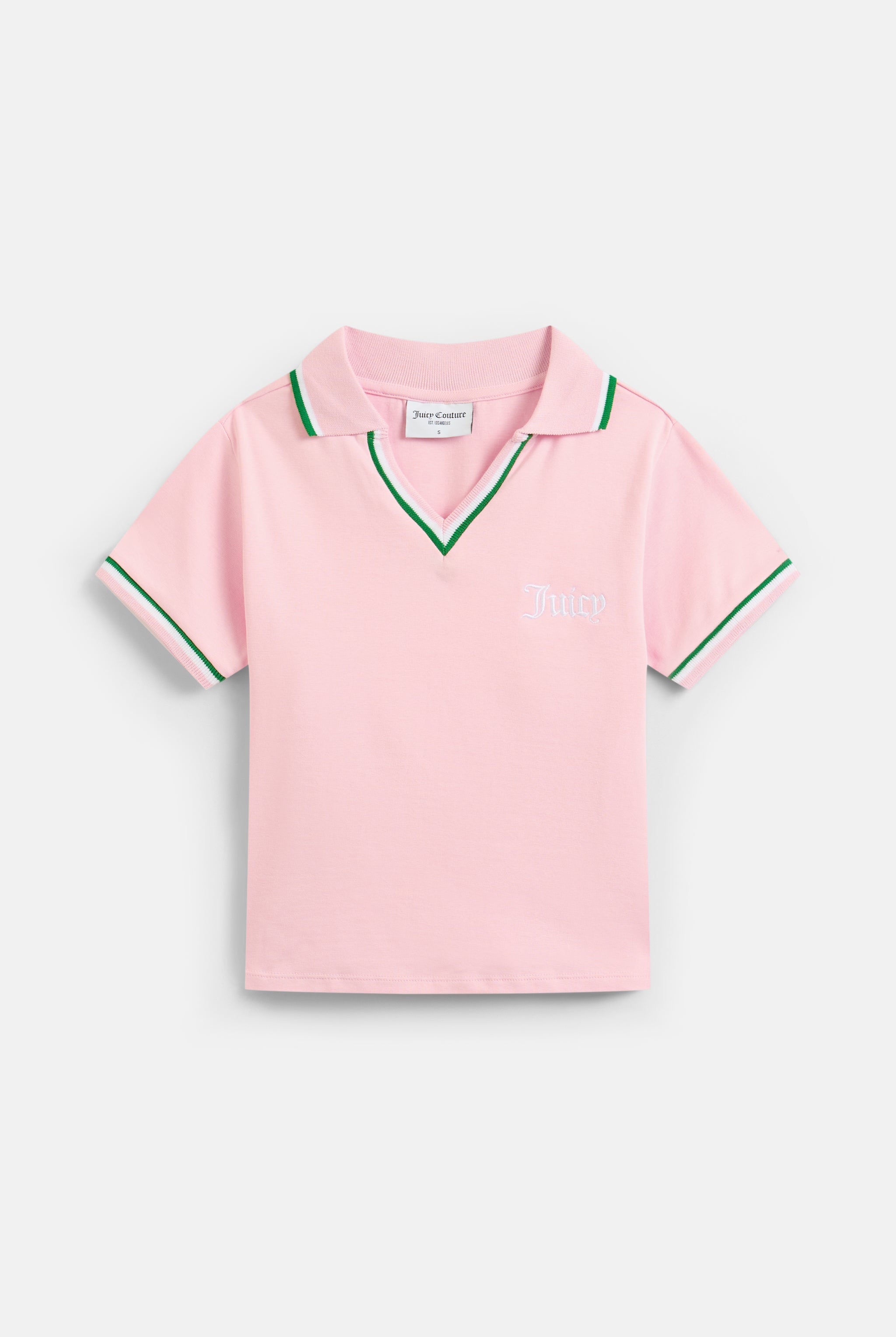 JUICY PINK JERSEY STRIPED TIPPED POLO SHIRT – L Pink JUICY PINK JERSEY STRIPED TIPPED POLO SHIRT – L Pink