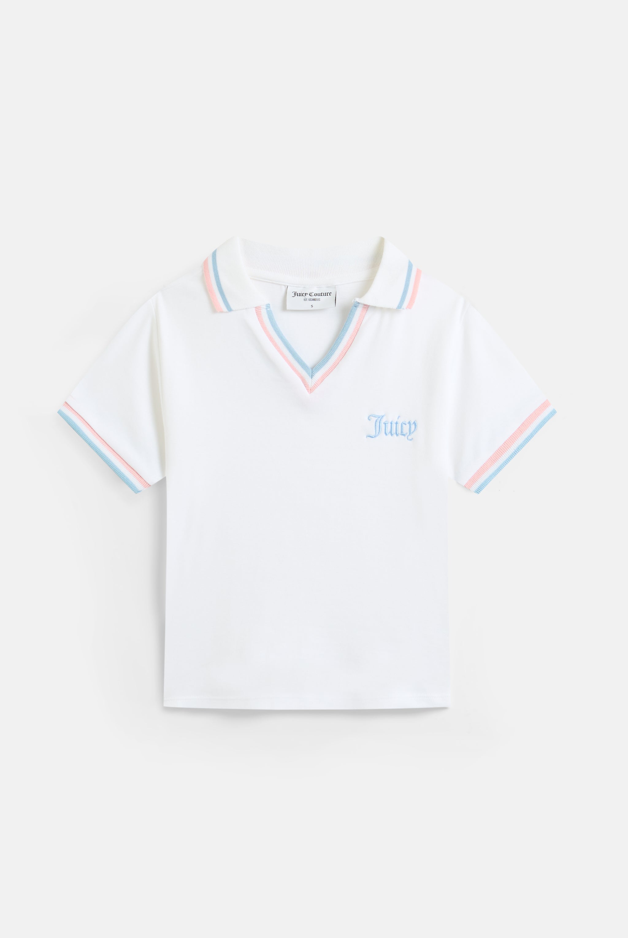 WHITE JERSEY STRIPED TIPPED POLO SHIRT – White WHITE JERSEY STRIPED TIPPED POLO SHIRT – White