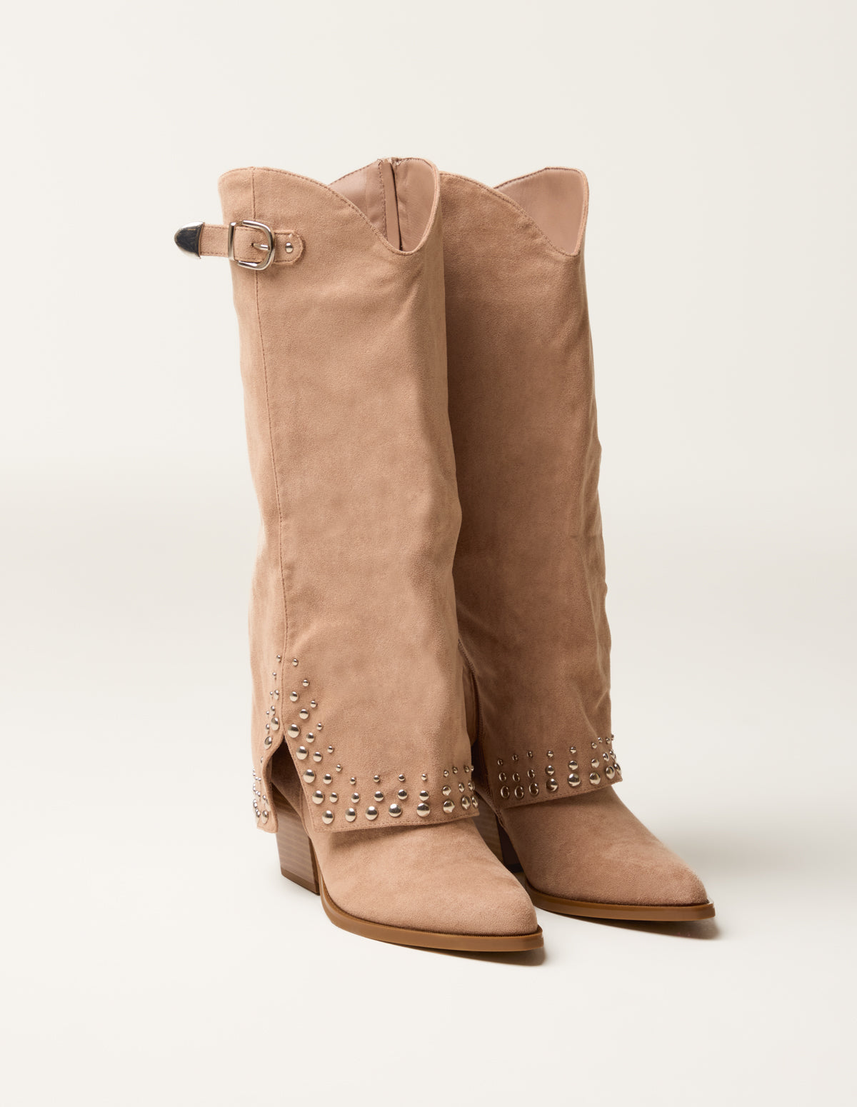 Stud Tall Cape Cowboy Boots – STONE