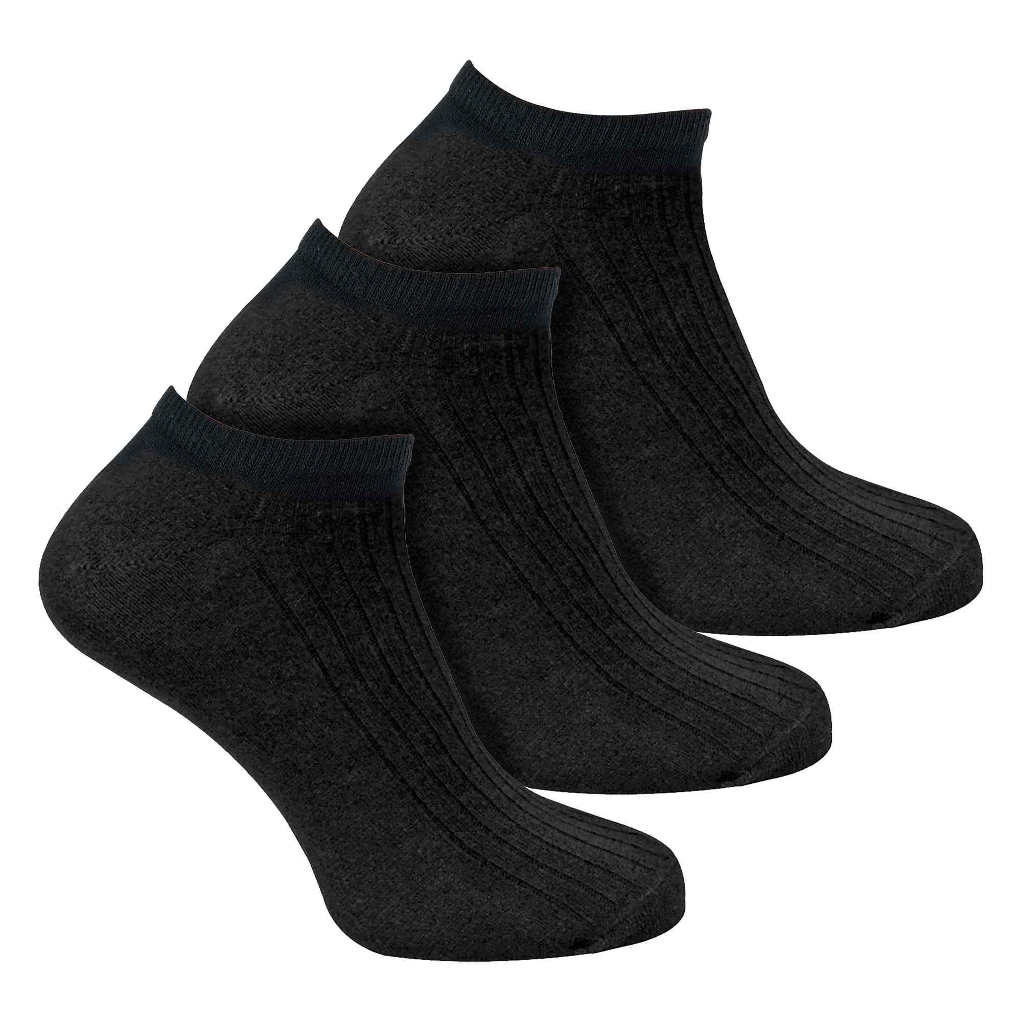 Pack Kids % Cotton Trainer Socks – – Black