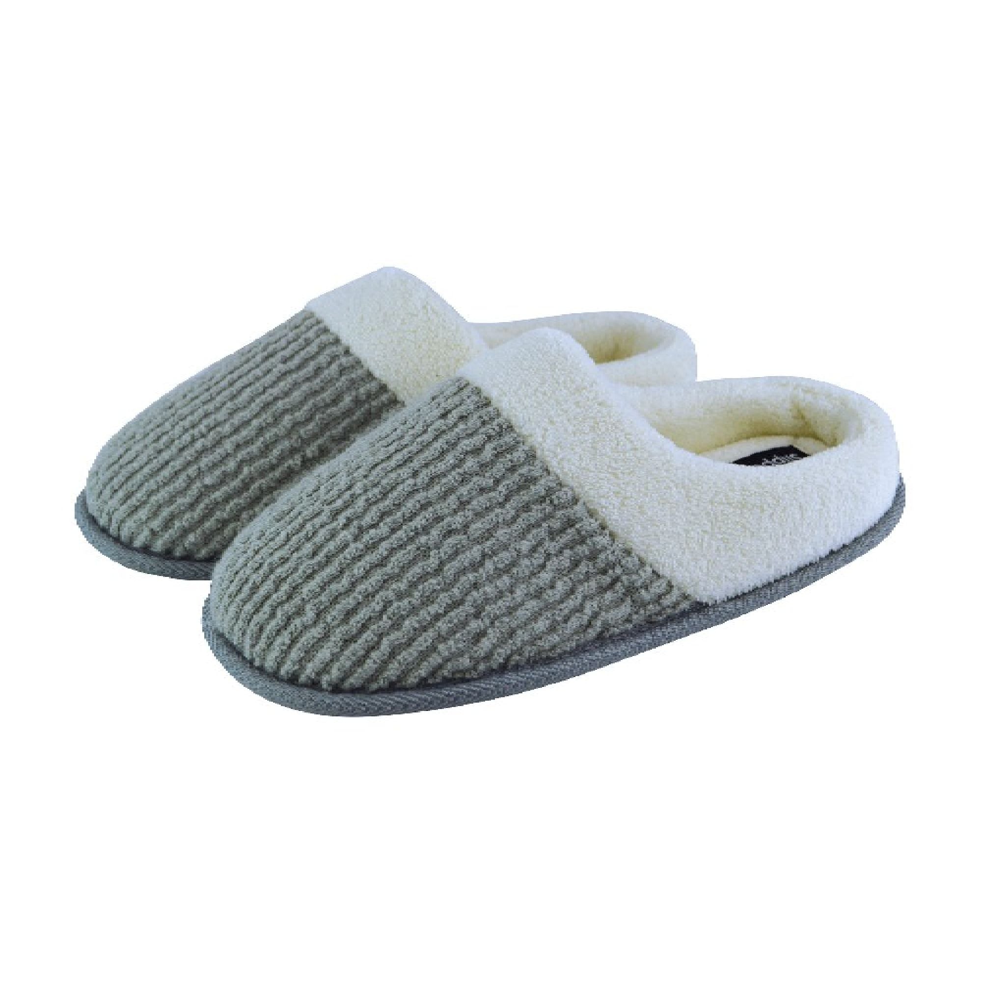Ladies Soft Plush Lined Mule Slip On Slippers Sizes – Grey