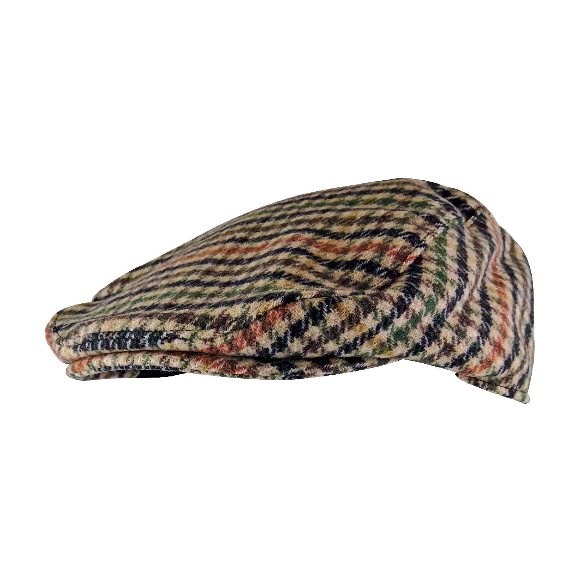 Mens Traditional Tweed Design Checked Flat Cap – M-L GL Beige Red Mens Traditional Tweed Design Checked Flat Cap – M-L GL Beige Red