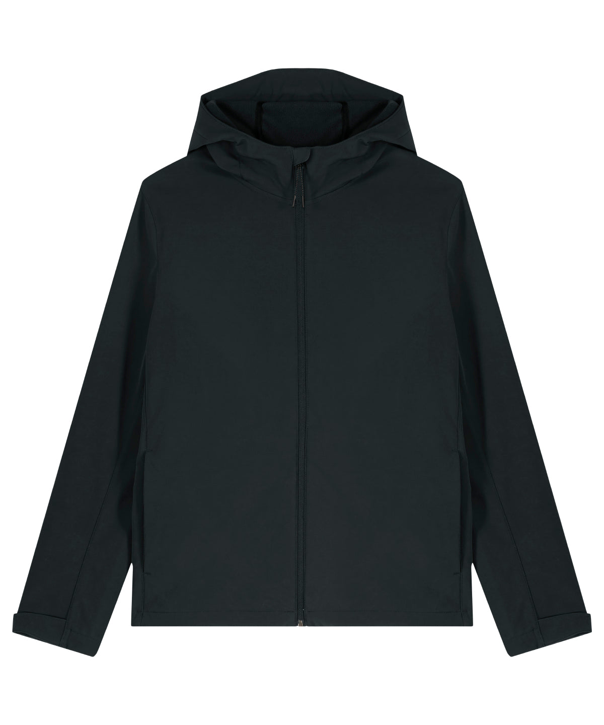 Recycled Polyester Hooded Softshell Jacket – Black