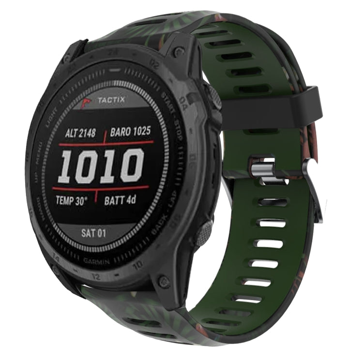mm Camouflage Printed Silicone Watch Band, For Garmin Fenix X, For Garmin Fenix X – For Garmin Fenix X Solar Army Green+Bamboo Camouflage