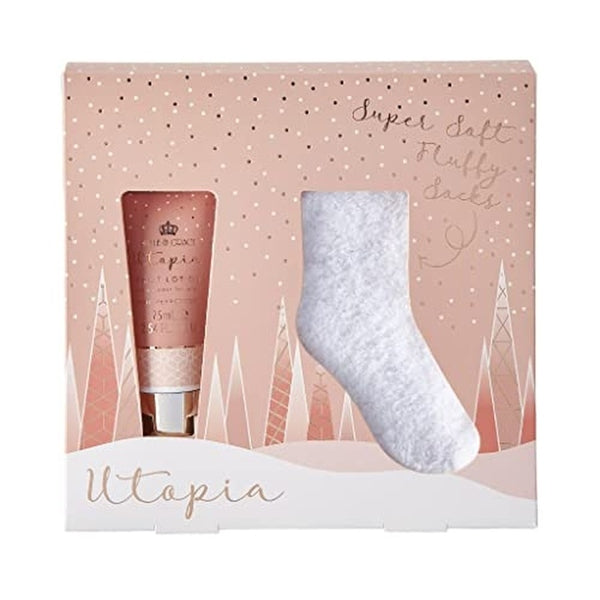 Style & Grace Utopia Sock Gift Set Eco Packaging ml Foot Lotion + Pair Socks