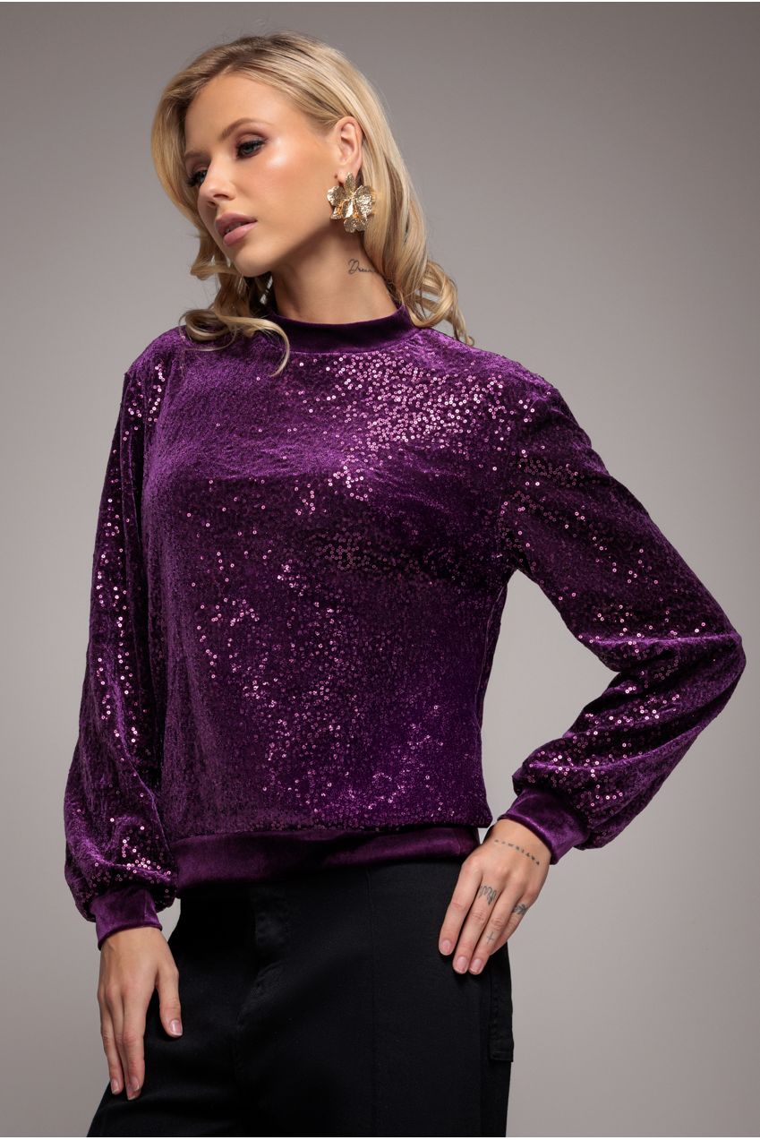 Goddiva Sequin Velvet Jumper