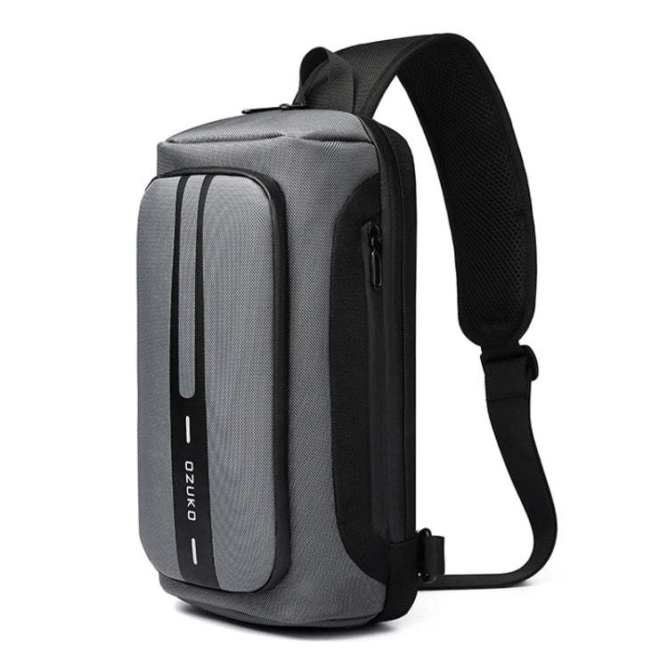 Ozuko Outdoor Waterproof Men Business Chest Bag Anti-theft Shoulder Messenger Bag with External B Charging Port, Dark Blue, Black