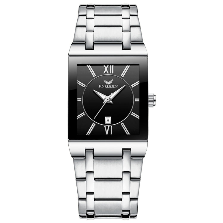 FNGEEN Waterproof Calendar Men Square Watch, Full Gold Black Surface, Full Gold Gold Surface, Black Belt Rose Shell – White Steel Black Surface