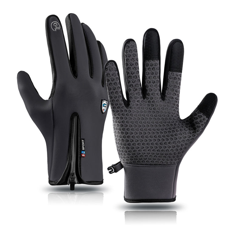 A Cycling Gloves Touch Screen Windproof Waterproof Sport Keep Warm Gloves, M, L, – Gray