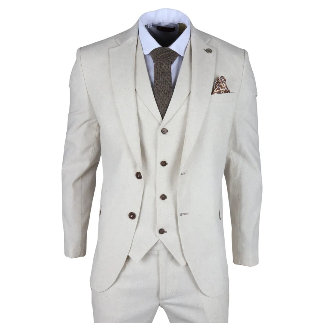 TP- – Men’s Beige Piece Linen Summer Wedding Suit – ” Jacket ” Trousers TP- – Men’s Beige Piece Linen Summer Wedding Suit – ” Jacket ” Trousers