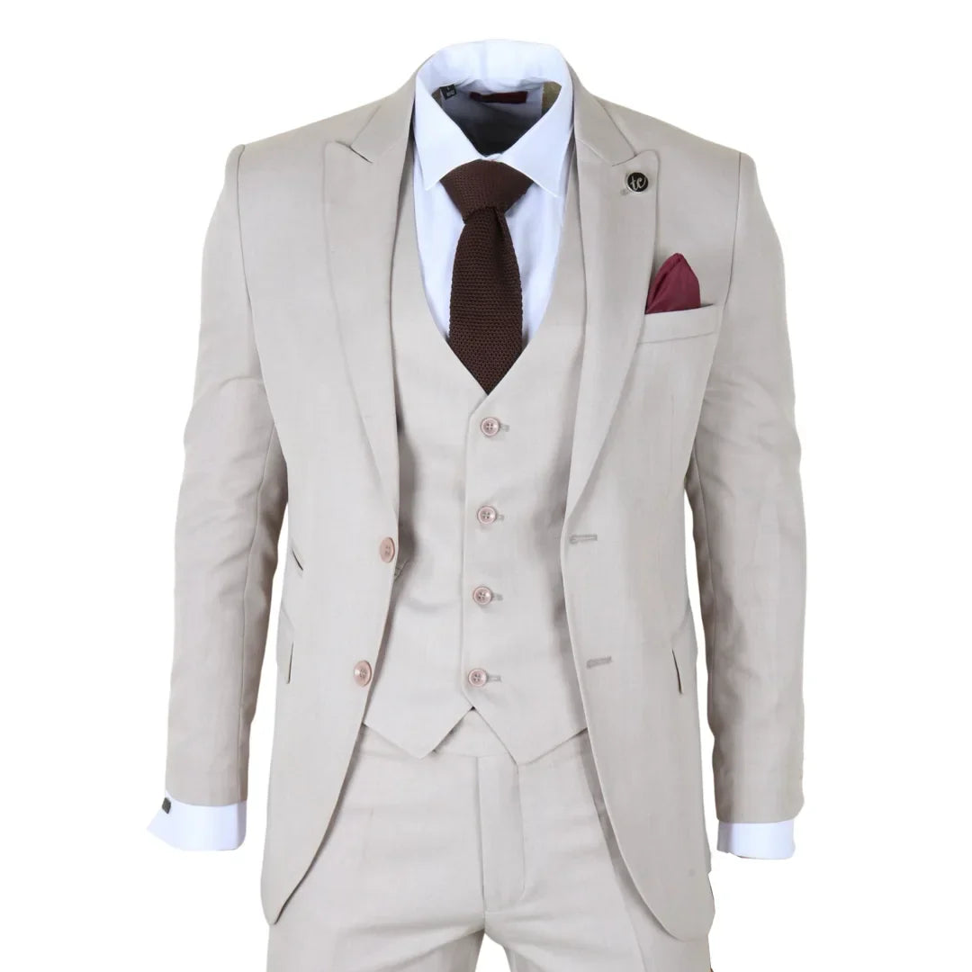 IM – Men’s Classic Plain Cream Piece Suit – ” Jacket ” Trousers IM – Men’s Classic Plain Cream Piece Suit – ” Jacket ” Trousers