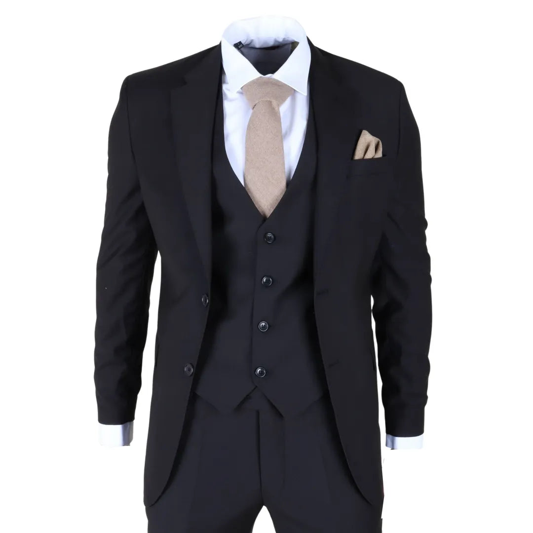 IM – Men’s Black Piece Stitch Lapel Formal Suit – ” Jacket ” Trousers