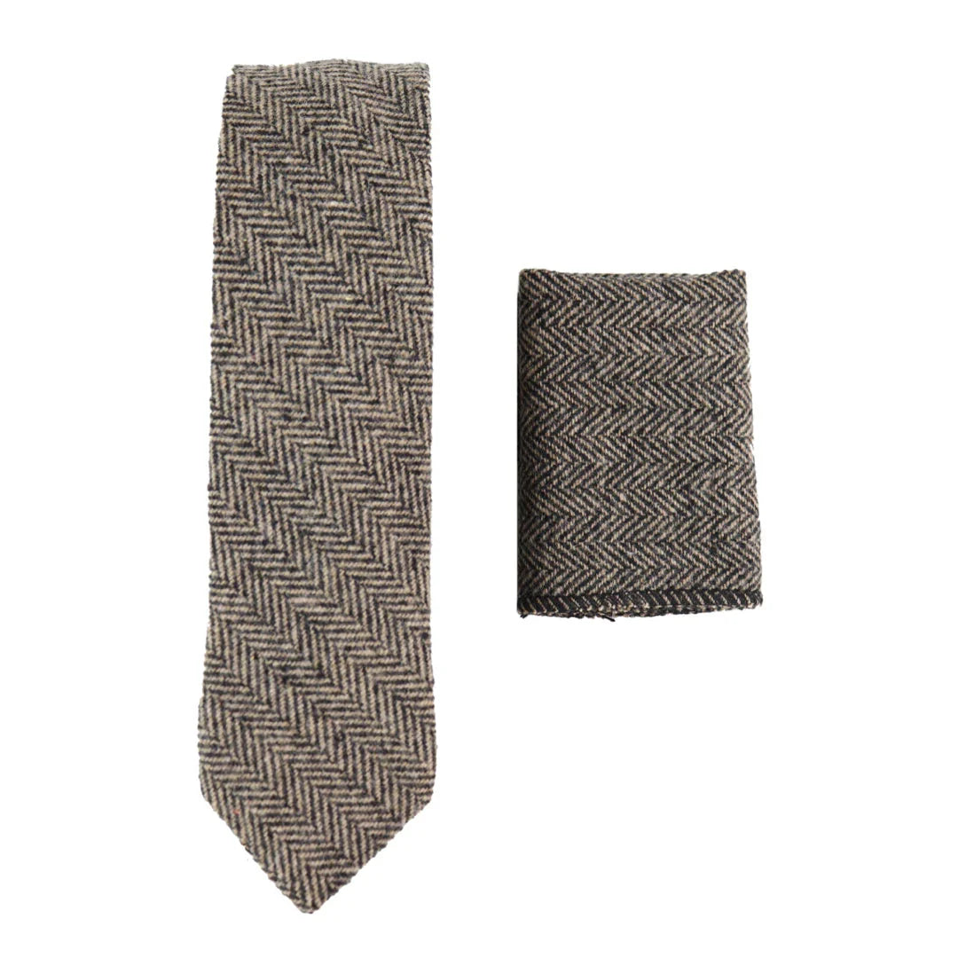 – Men’s Herringbone Tweed Wool Tie & Hankerchief “ – Men’s Herringbone Tweed Wool Tie & Hankerchief “