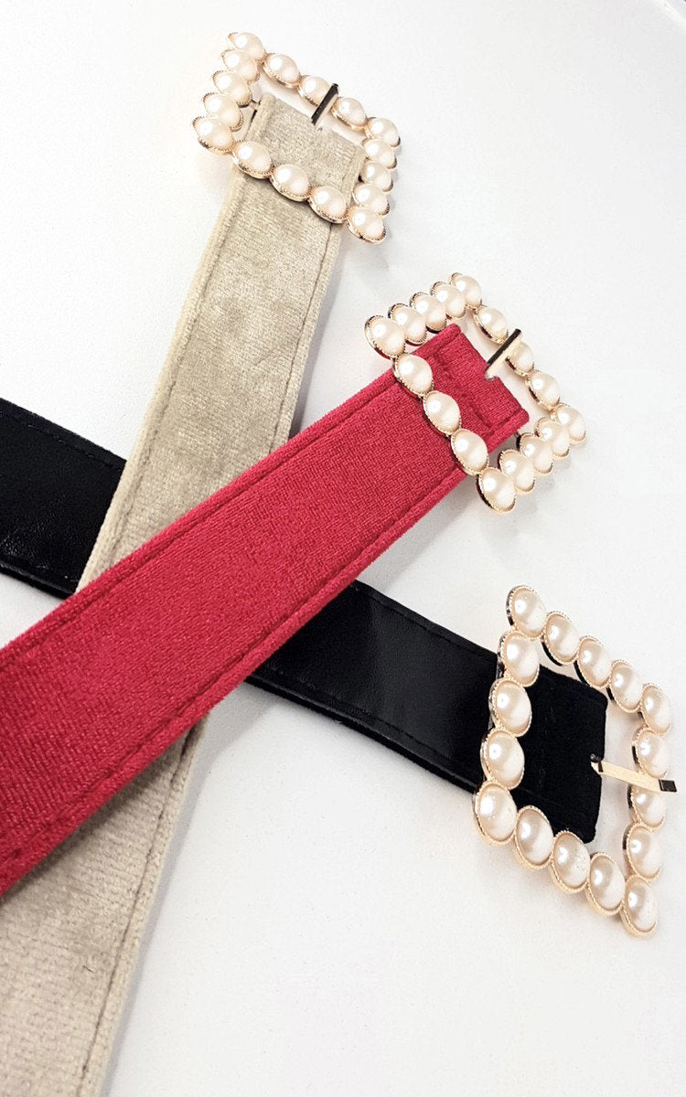 Pearl Buckle Belt – Beige SZE Pearl Buckle Belt – Beige SZE