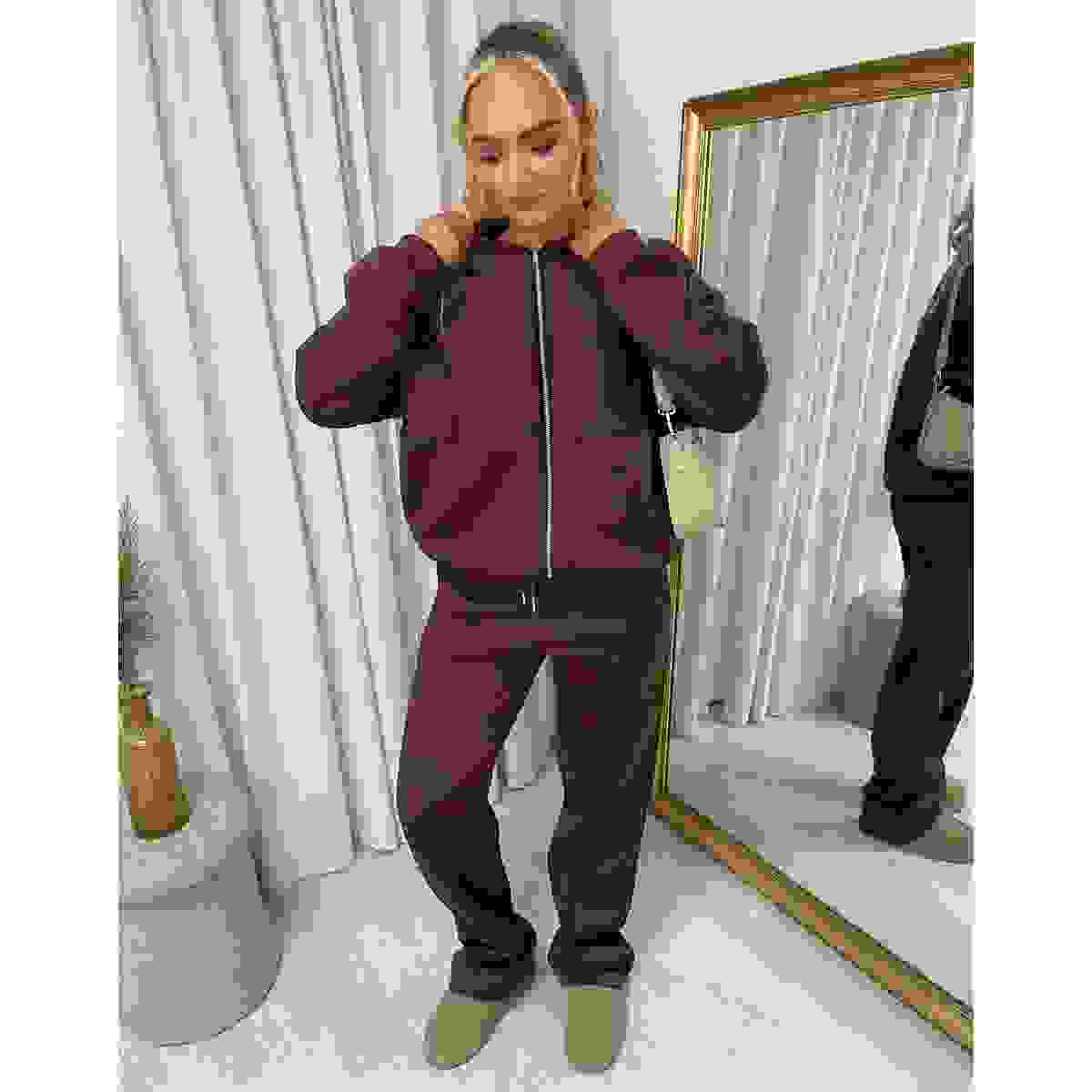 Zip Bomber Jacket and Trouser Co-ord Set – BROWN SM Zip Bomber Jacket and Trouser Co-ord Set – BROWN SM
