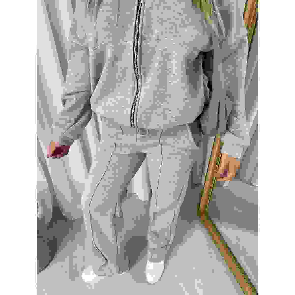 Zip Bomber Jacket and Trouser Co-ord Set – grey ML