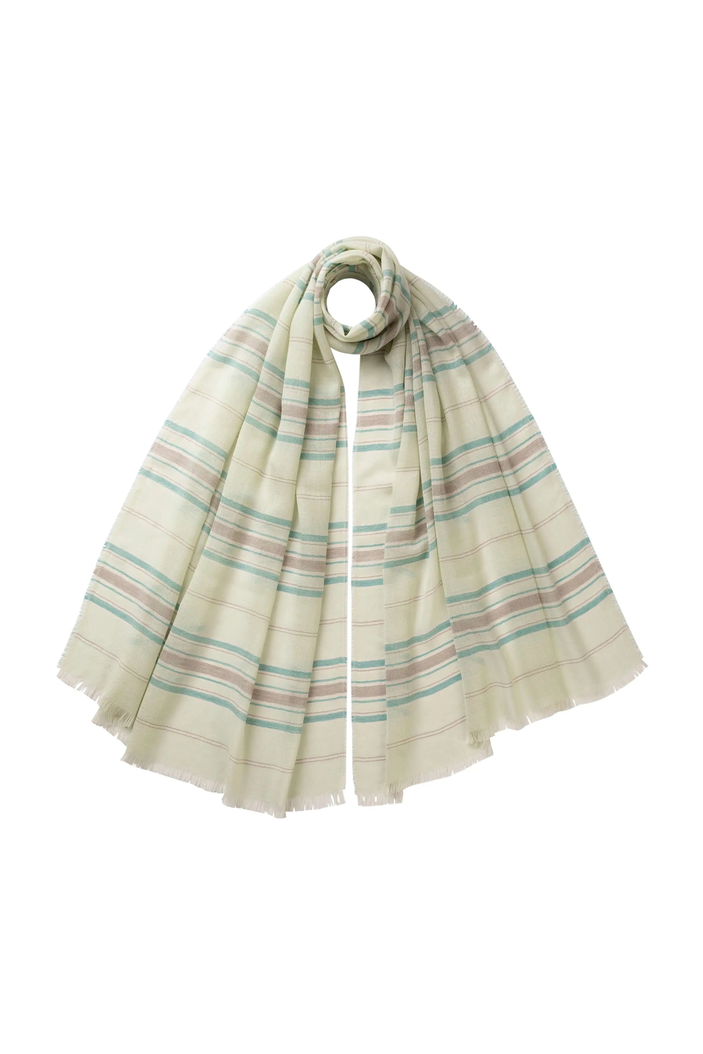 Lightweight Stripy Light Green Cashmere Scarf Lightweight Stripy Light Green Cashmere Scarf