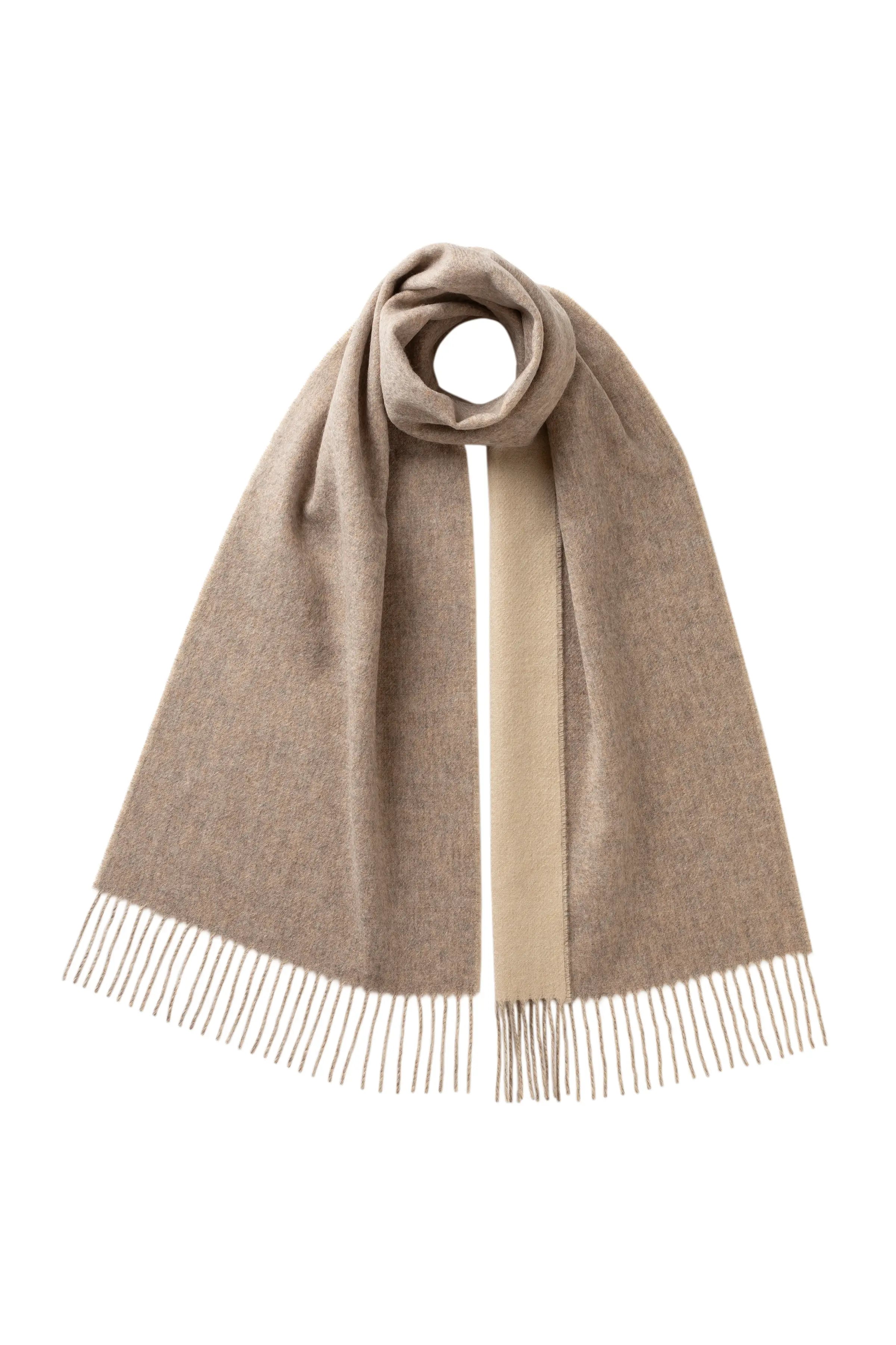 Contrast Reversible Natural Cashmere Scarf