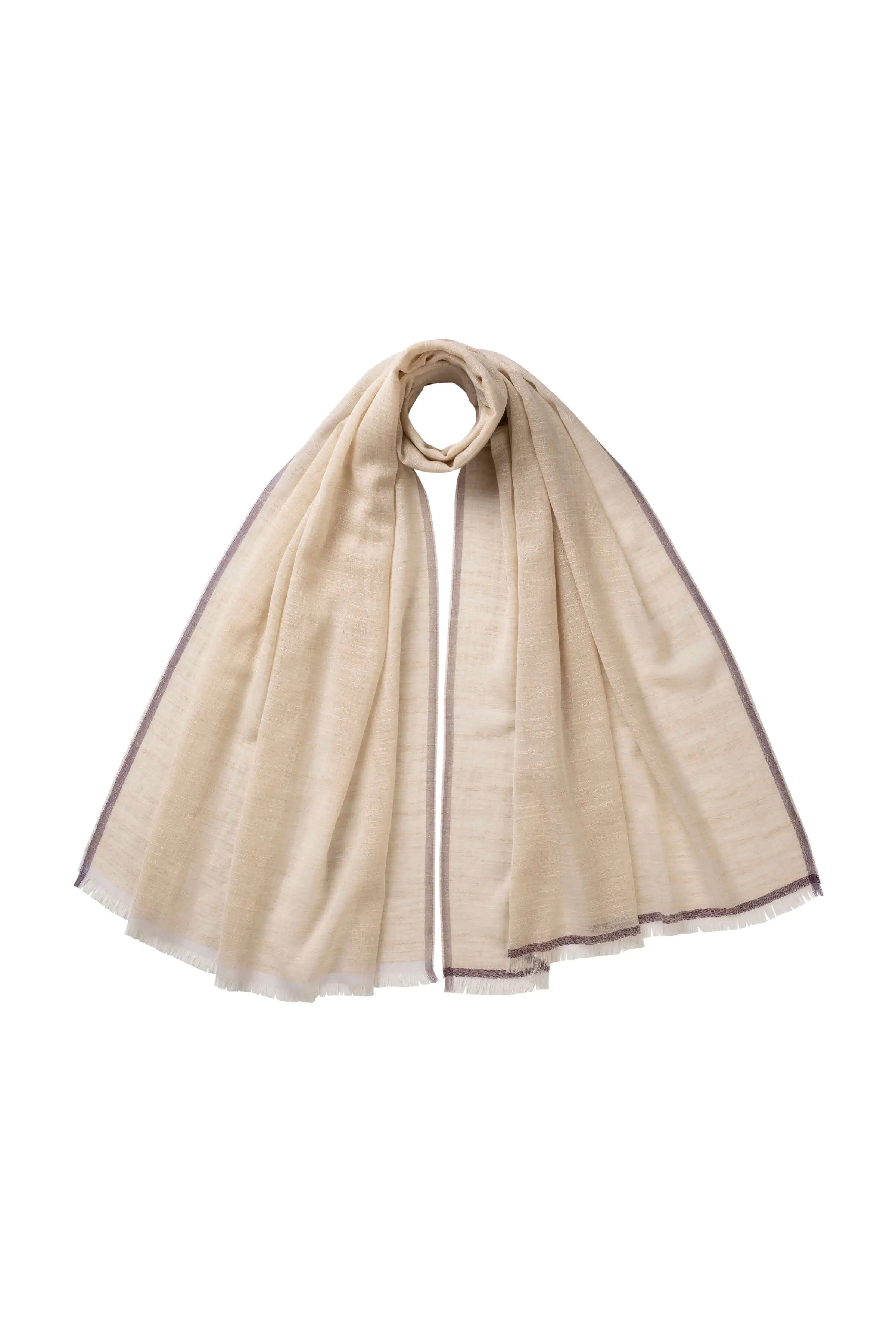 Colour Border Natural Lightweight Scarf Colour Border Natural Lightweight Scarf