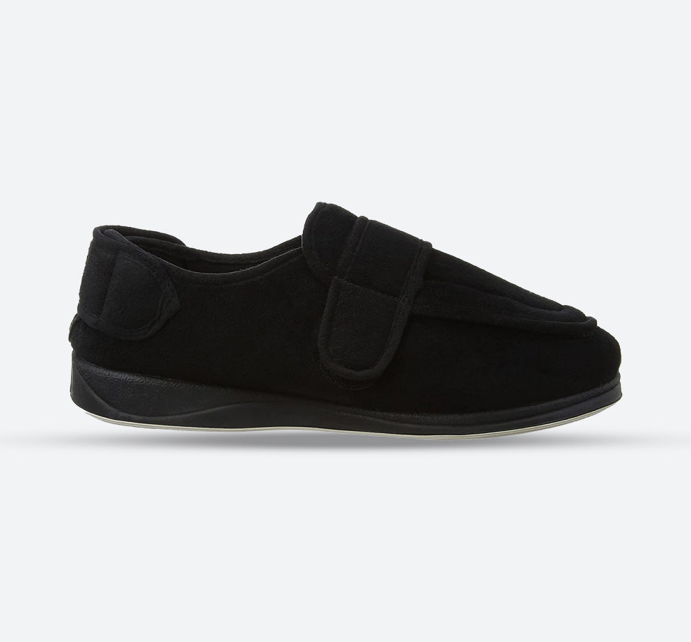 Mens Wide Fit Padders Wrap Slippers, Black E