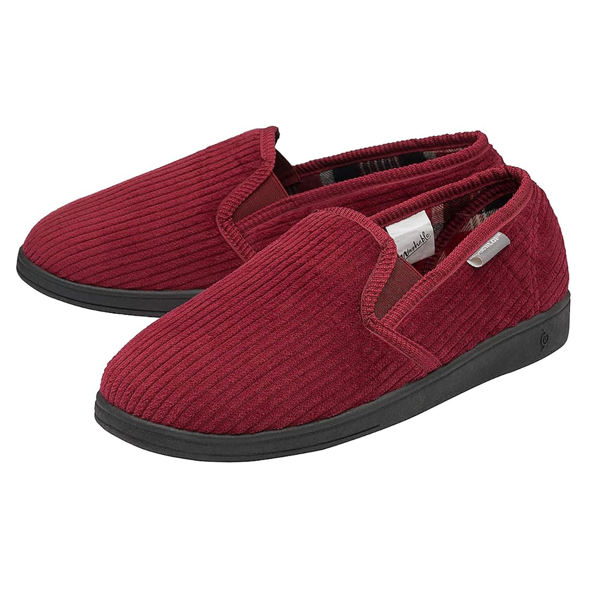 Mens Tartan Lined Slippers With Memory Foam – Burgundy Mens Tartan Lined Slippers With Memory Foam – Burgundy