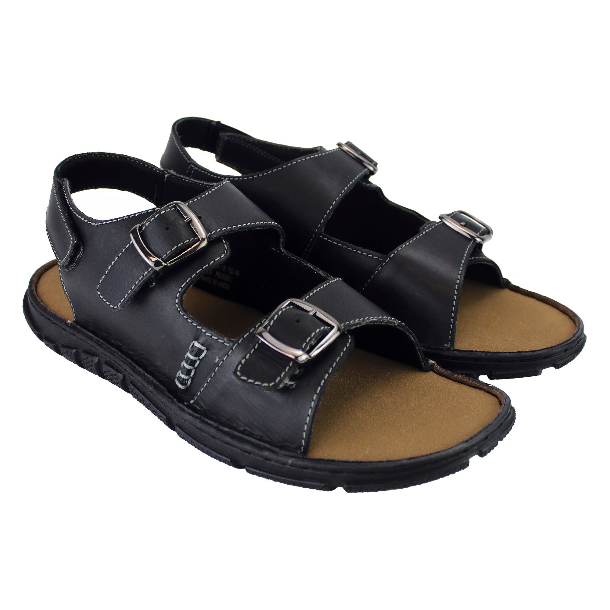 Mens Summer Beach Leather Sandals – Black