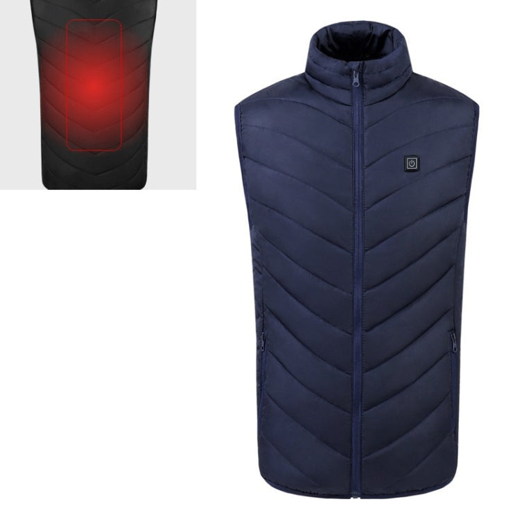 B Security Smart Constant Temperature Fever Men Stand Collar Cotton Vest, S, M, L, , X, XX, XXX – XX Blue