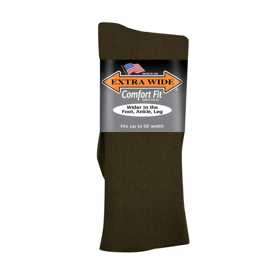 Mens Extra Wide Dress Socks, – Brown Mens Extra Wide Dress Socks, – Brown