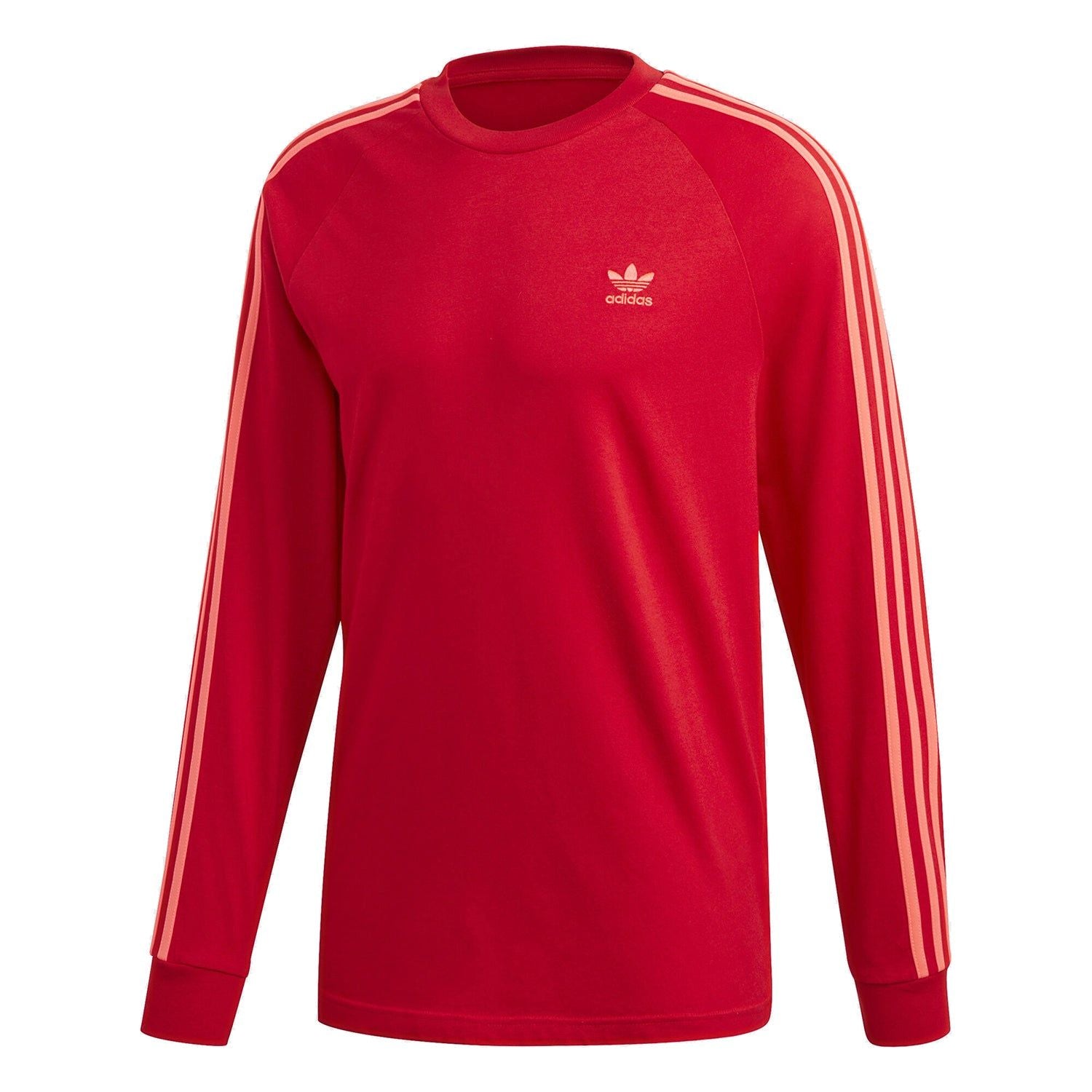 adidas Originals -Stripes Long Sleeved T Shirt – Red – Red adidas Originals -Stripes Long Sleeved T Shirt – Red – Red