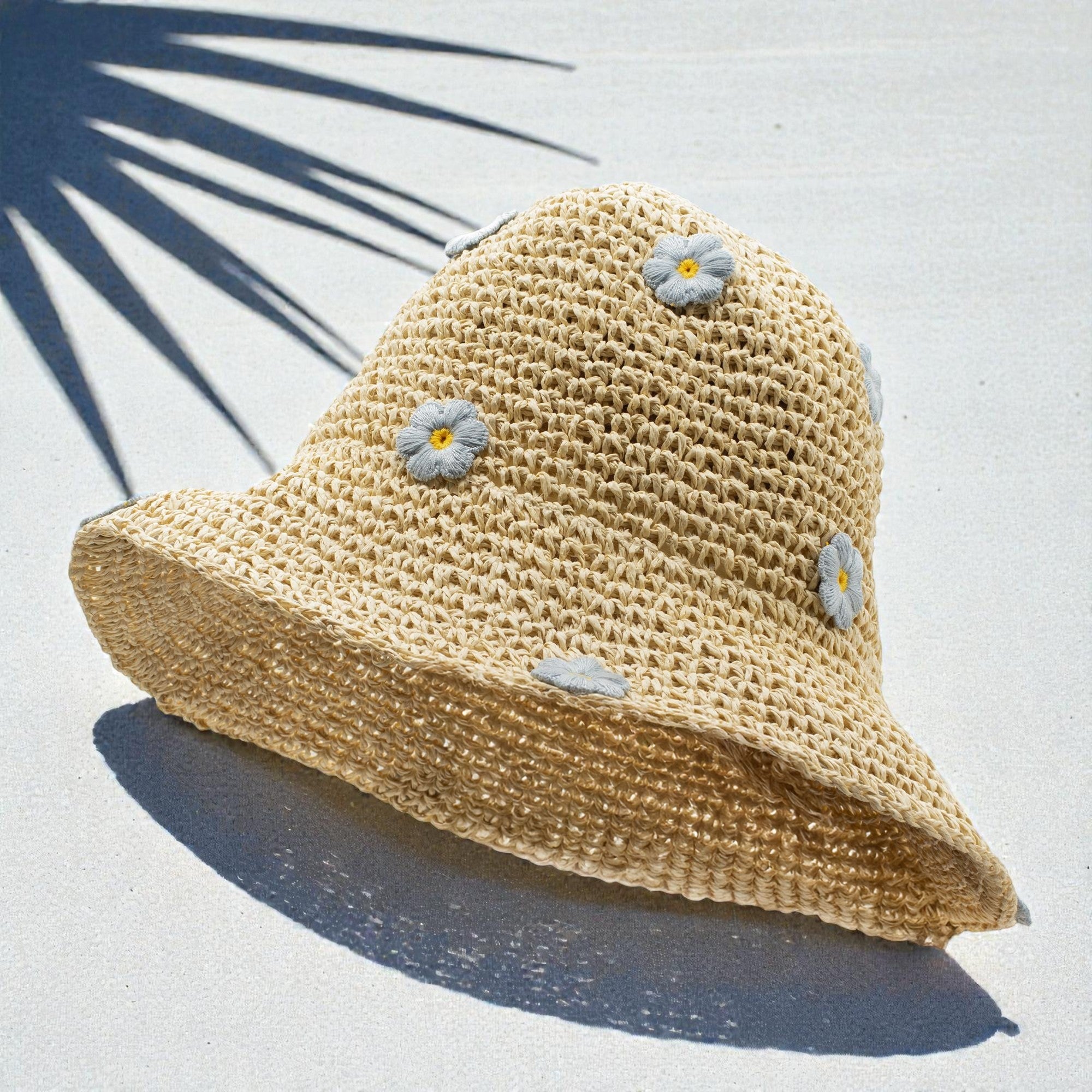 Nomad Sari Floppy Straw Sun Hat Coffee & Daisies