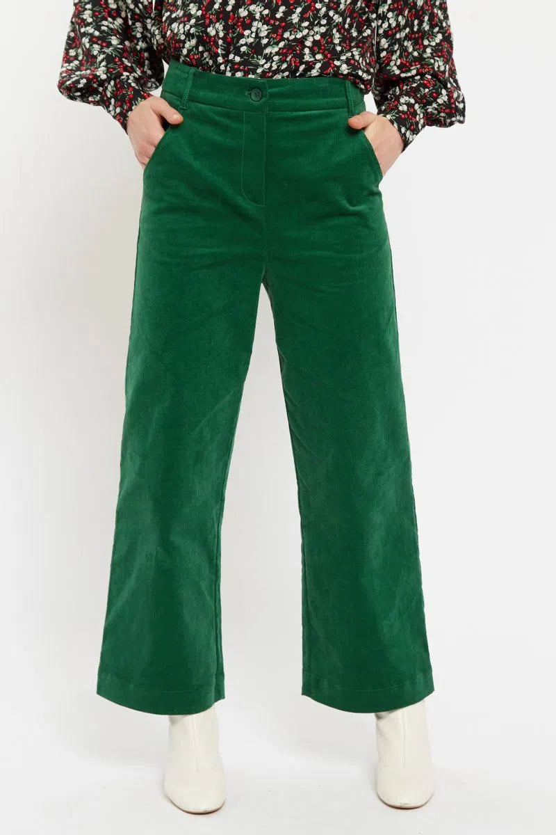Tim Baby Cord Straight Cut Trousers – Green – Green