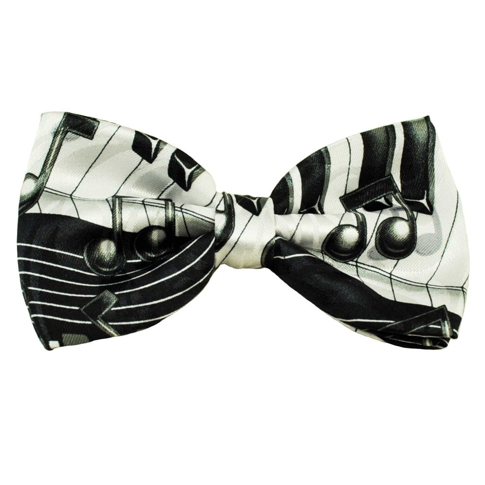 Black & White Music Notes Crochet & Quaver Men's Bow Tie Black & White Music Notes Crochet & Quaver Men's Bow Tie