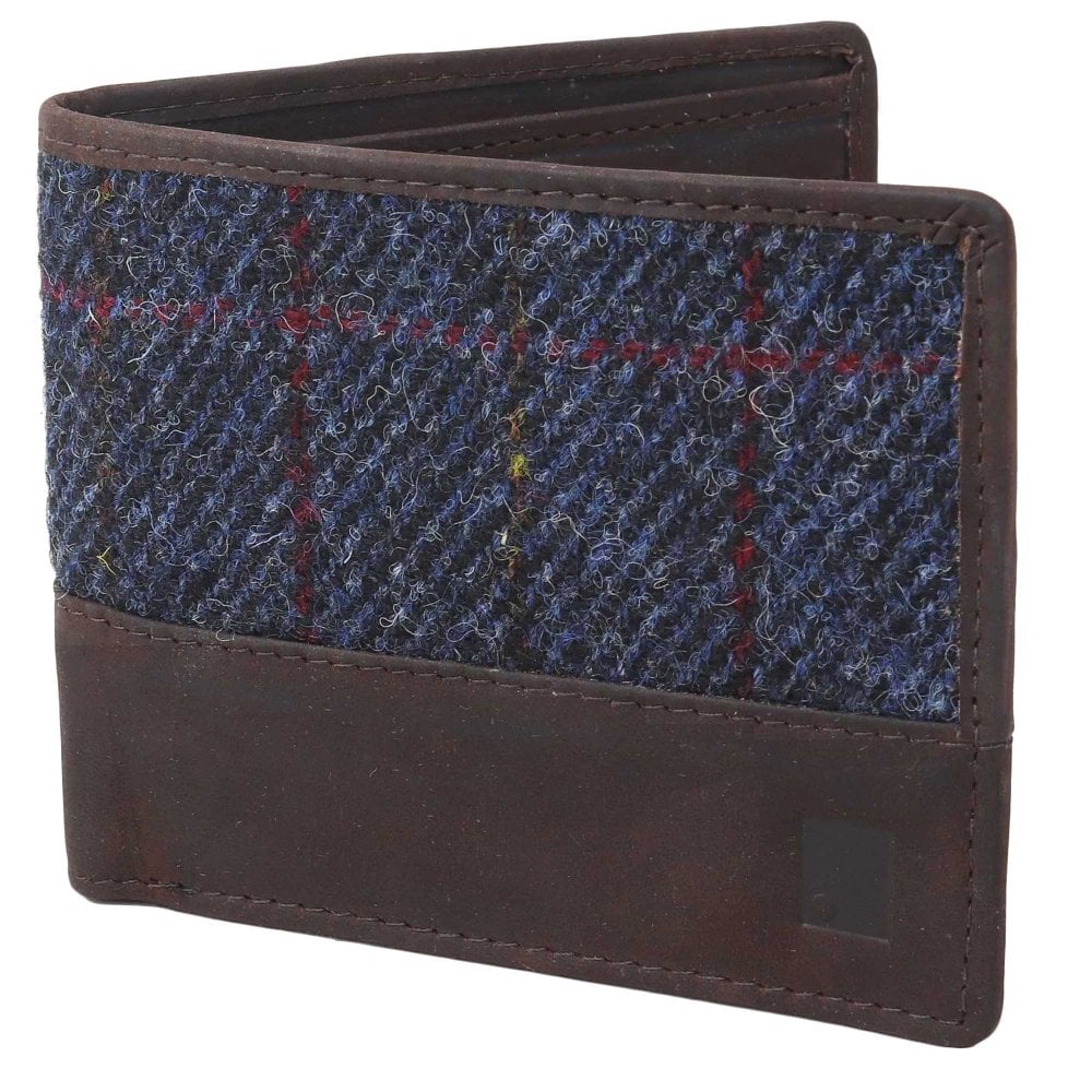 Blue & Brown Harris Tweed Wallet