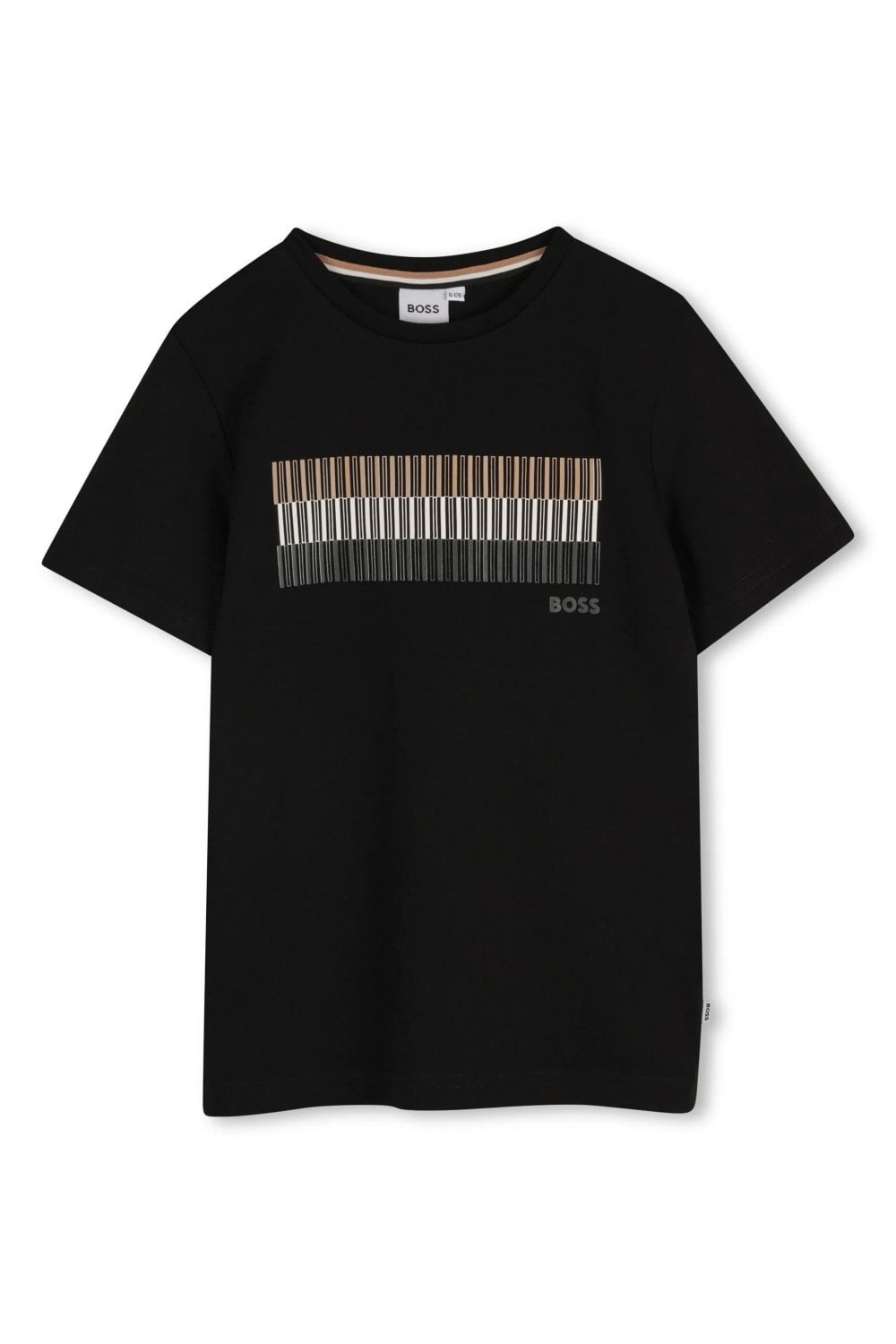 BOSS KIDS STRIPE PRINT T SHIRT Size: Y, colour: BLACK