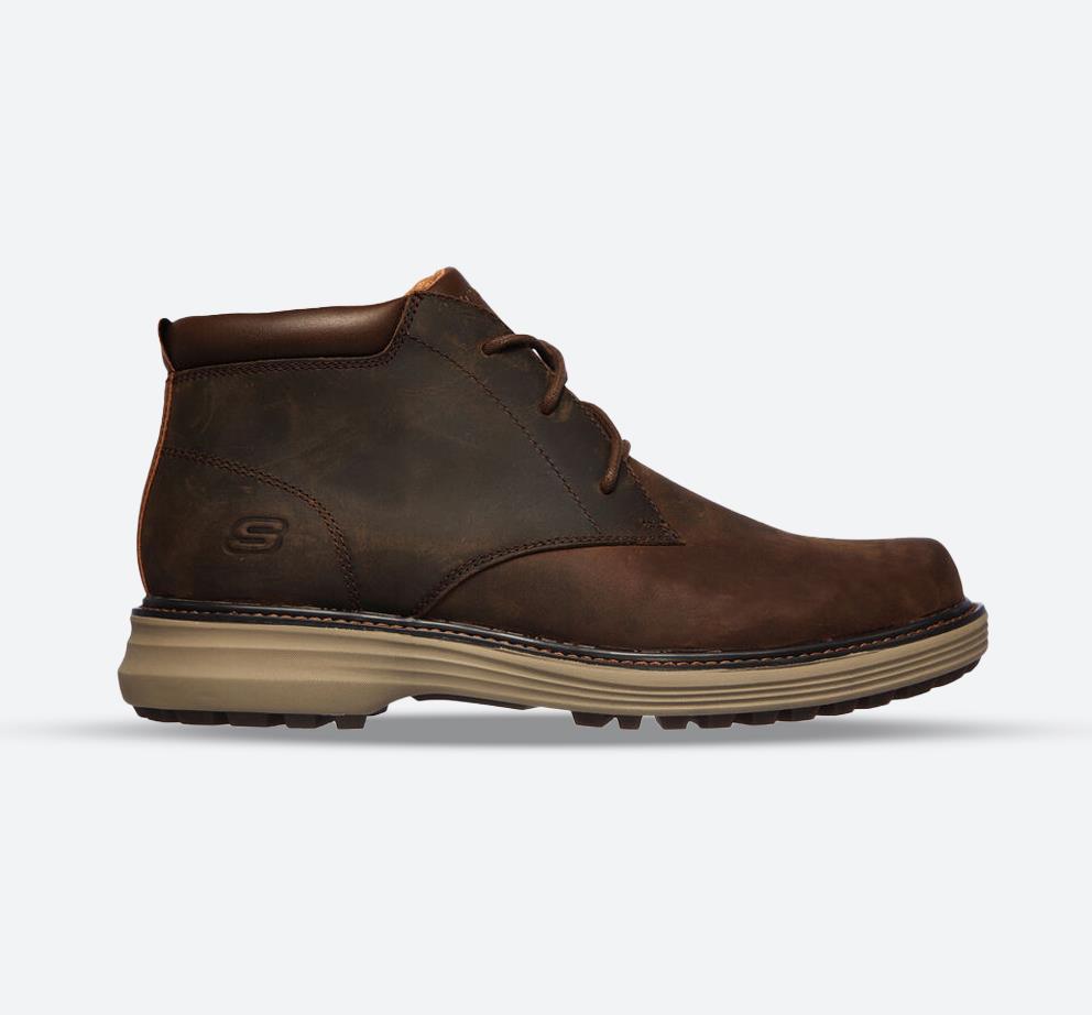 Men’s Wide Fit Skechers Wenson Osteno Boots, Dark Brown E