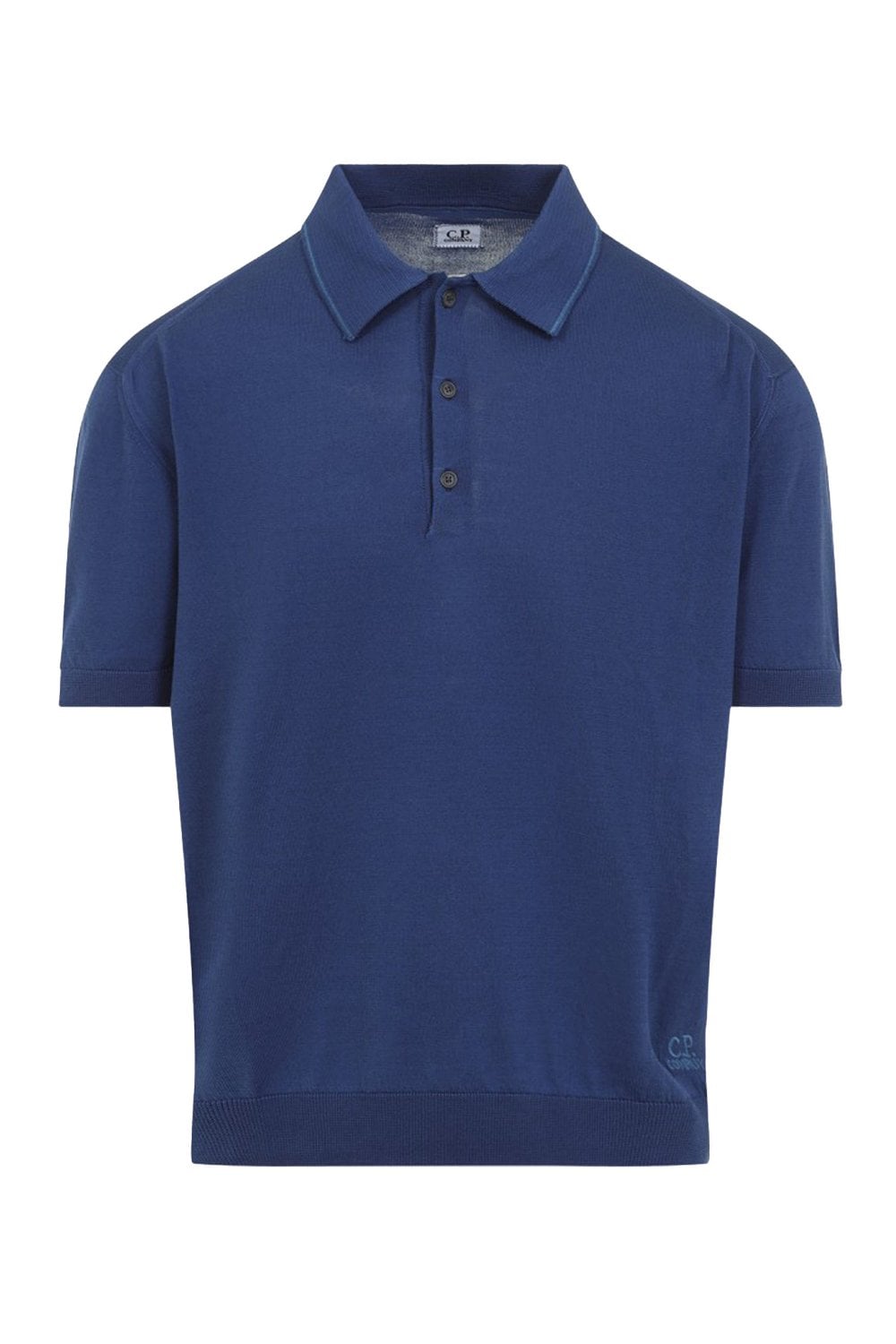 CP COMPANY KNITTED POLO SHIRT Size: L, colour: BLUE