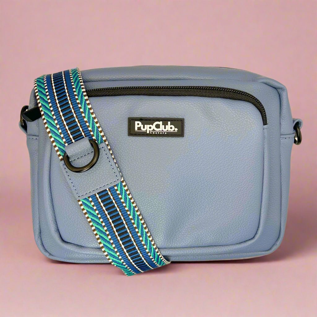 Crossbody Dog Walking Bag – Vegan Leather Slate Blue