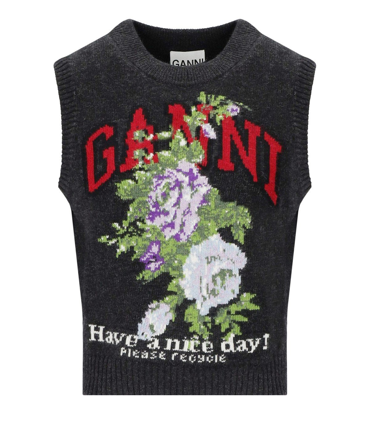 GANNI FLOWERS GREY VEST GANNI FLOWERS GREY VEST