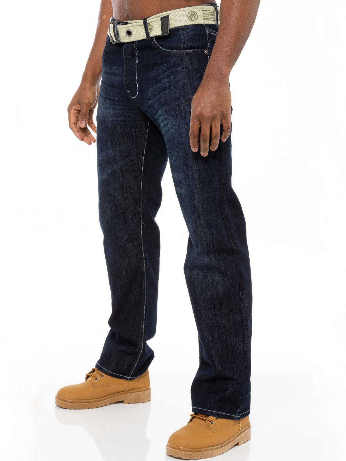 Mens Dark Blue Jeans with Belt EZ