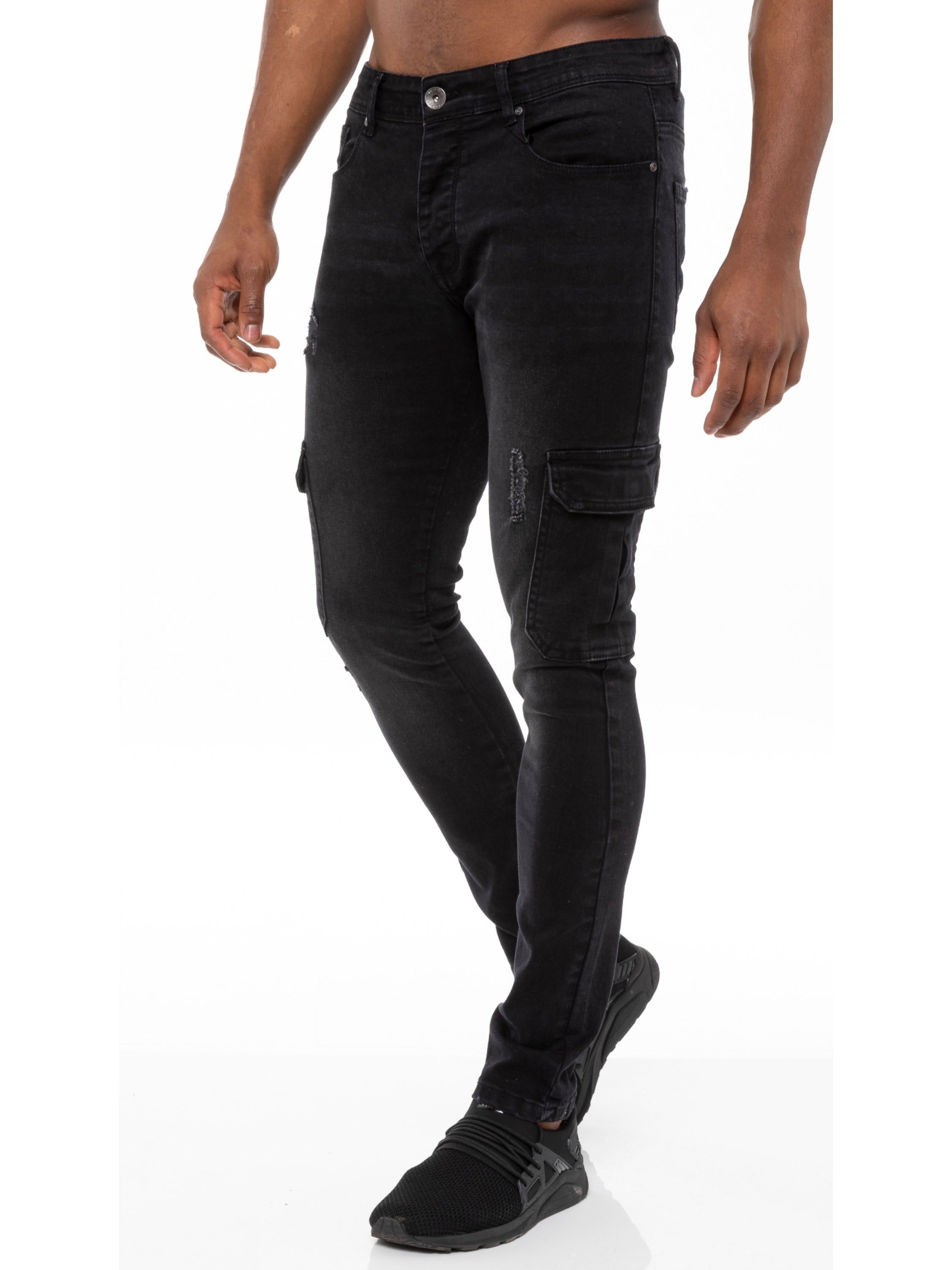 Mens Skinny Stretch Distressed Denim Jeans