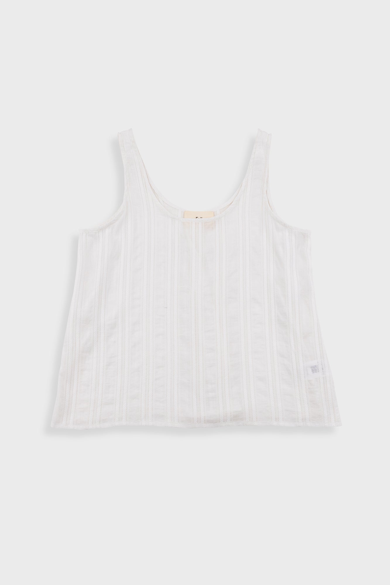 Pleated Scoop Back Vest – Off White Dobby Stripe