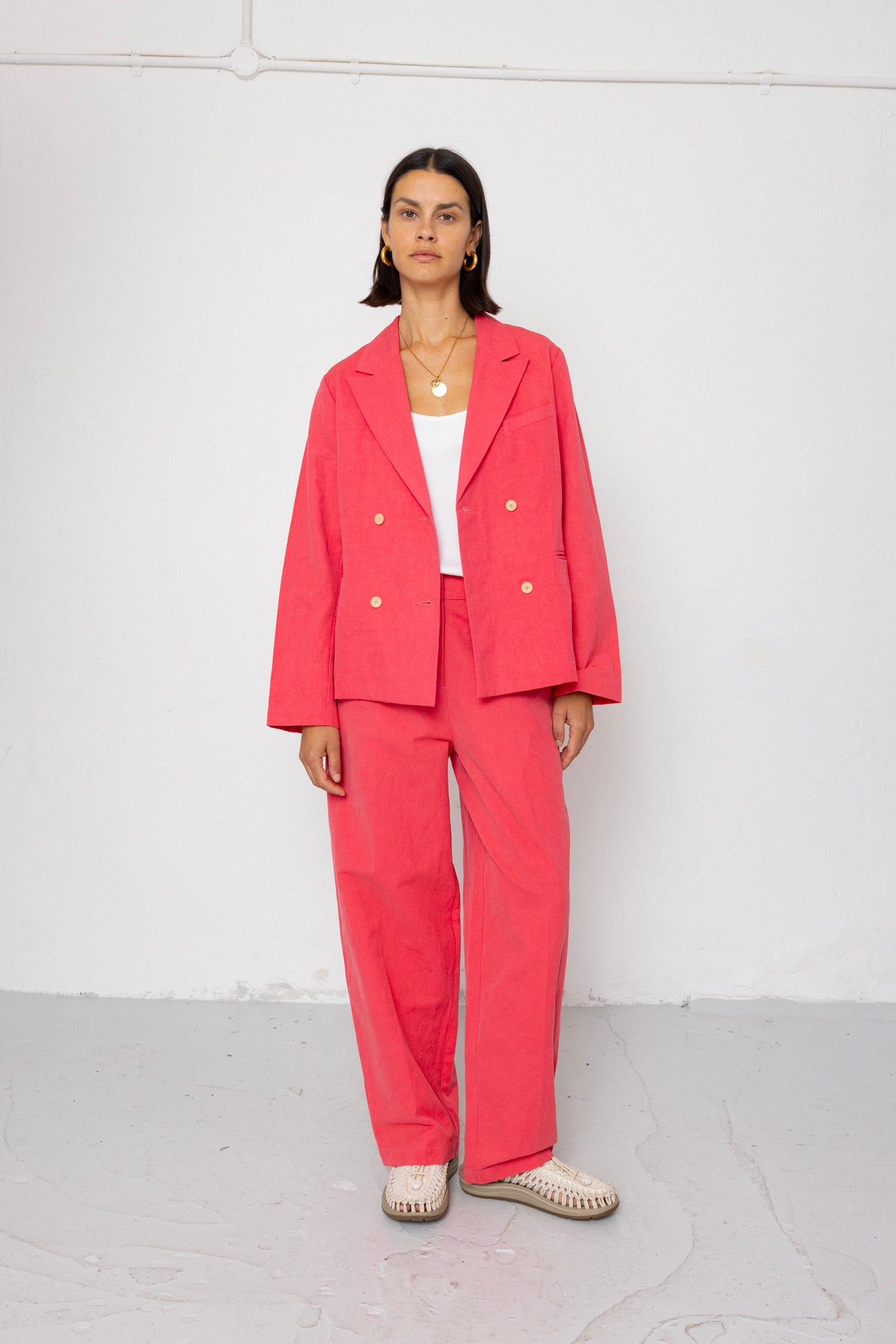 Relaxed Fit Blazer – Rose Red