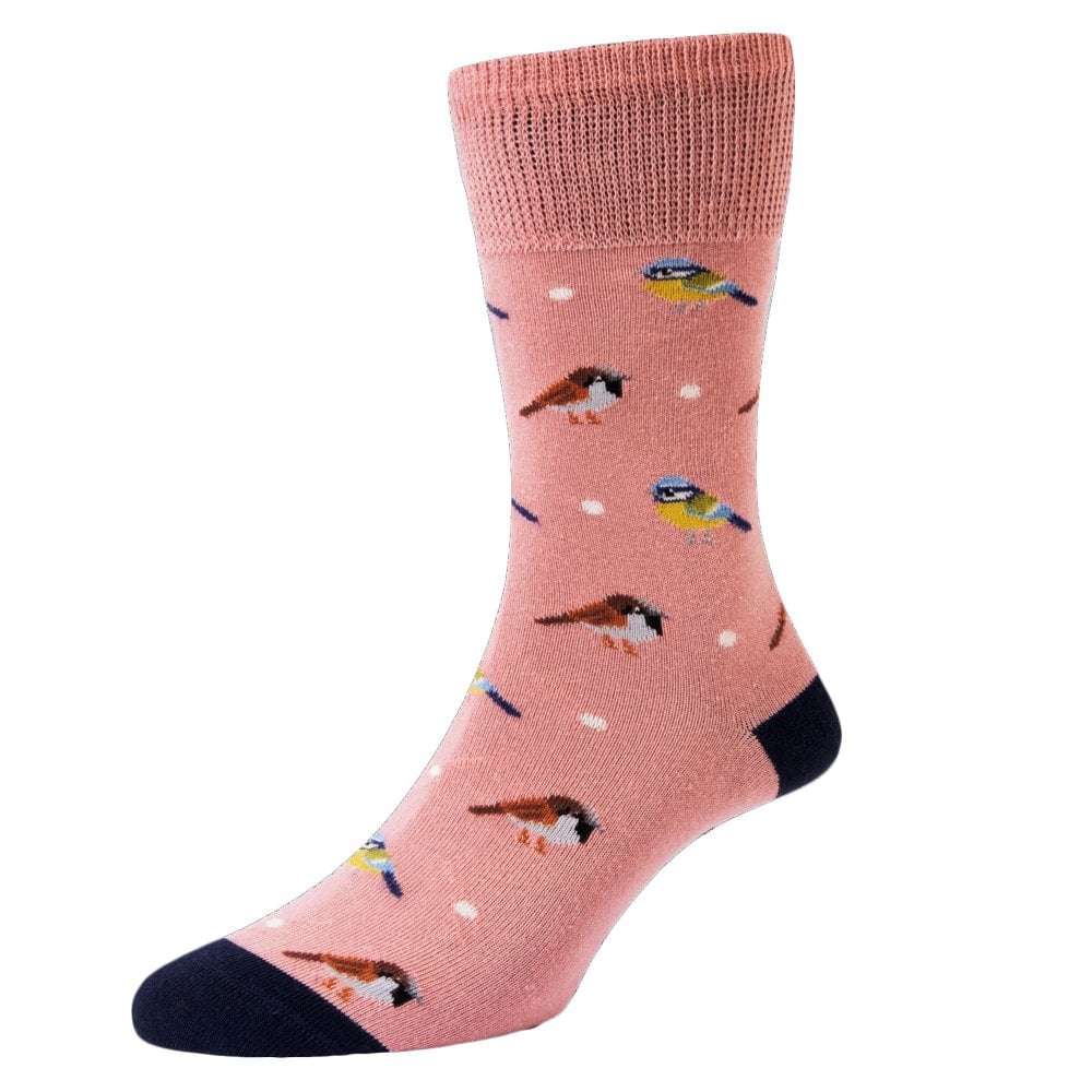 Garden Birds Pink Comfort Top Ladies Socks by HJ Hall Garden Birds Pink Comfort Top Ladies Socks by HJ Hall