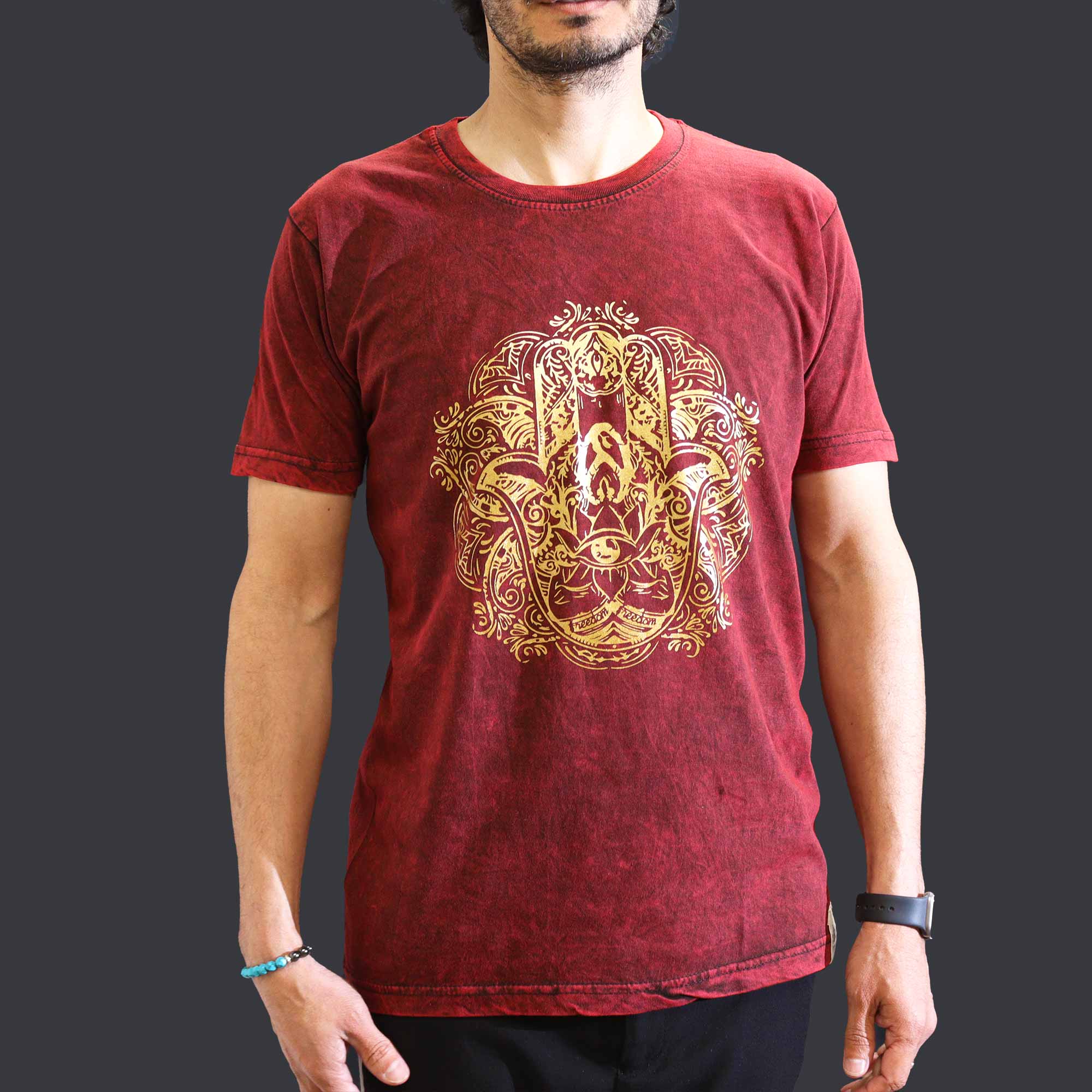 Hamsa Shirt Stone Washed Maroon Medium