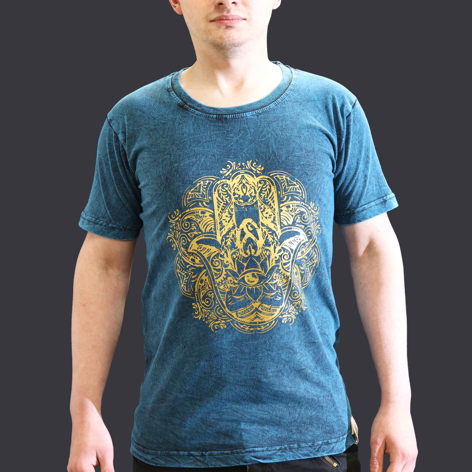 Hamsa Shirt Stonewashed Blue Small Hamsa Shirt Stonewashed Blue Small