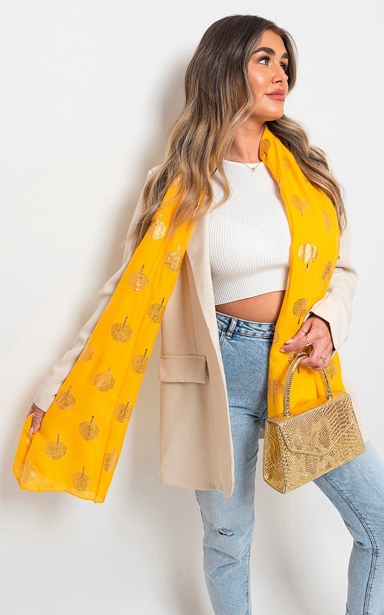 Sparkle Tree Print Wrap Scarf – MTARD SZE Sparkle Tree Print Wrap Scarf – MTARD SZE