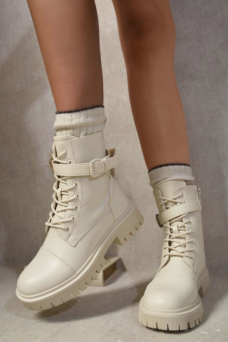 Lace Up Buckle Chunky Combat Boots Lace Up Buckle Chunky Combat Boots