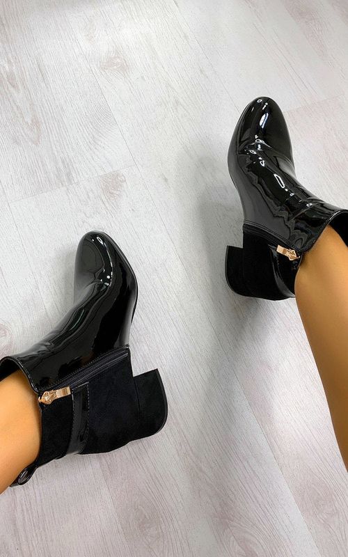 Contrast Heeled Ankle Boots Contrast Heeled Ankle Boots